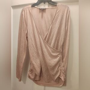 Women's INC  Pink Faux Wrap Top